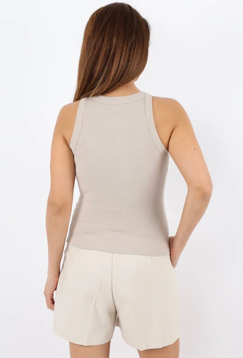 ريتنيس Women's Premium Texture Beige Ribbed Cotton Undershirt