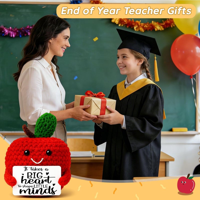MAMAGIFTREE Teacher Appreciation Gifts for Wome Christmas Gifts for Teacher - Crochet Apple with "Big Heart" Saying - Unique Thank You Gift for Teachers, Kindergarten, Preschool - End of Year, Back to - Image 4