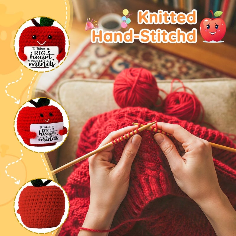 MAMAGIFTREE Teacher Appreciation Gifts for Wome Christmas Gifts for Teacher - Crochet Apple with "Big Heart" Saying - Unique Thank You Gift for Teachers, Kindergarten, Preschool - End of Year, Back to - Image 5