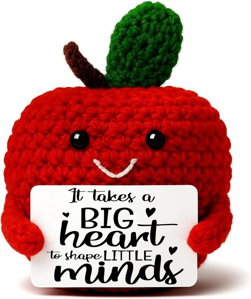 MAMAGIFTREE Teacher Appreciation Gifts for Wome Christmas Gifts for Teacher - Crochet Apple with "Big Heart" Saying - Unique Thank You Gift for Teachers, Kindergarten, Preschool - End of Year, Back to - Image 1