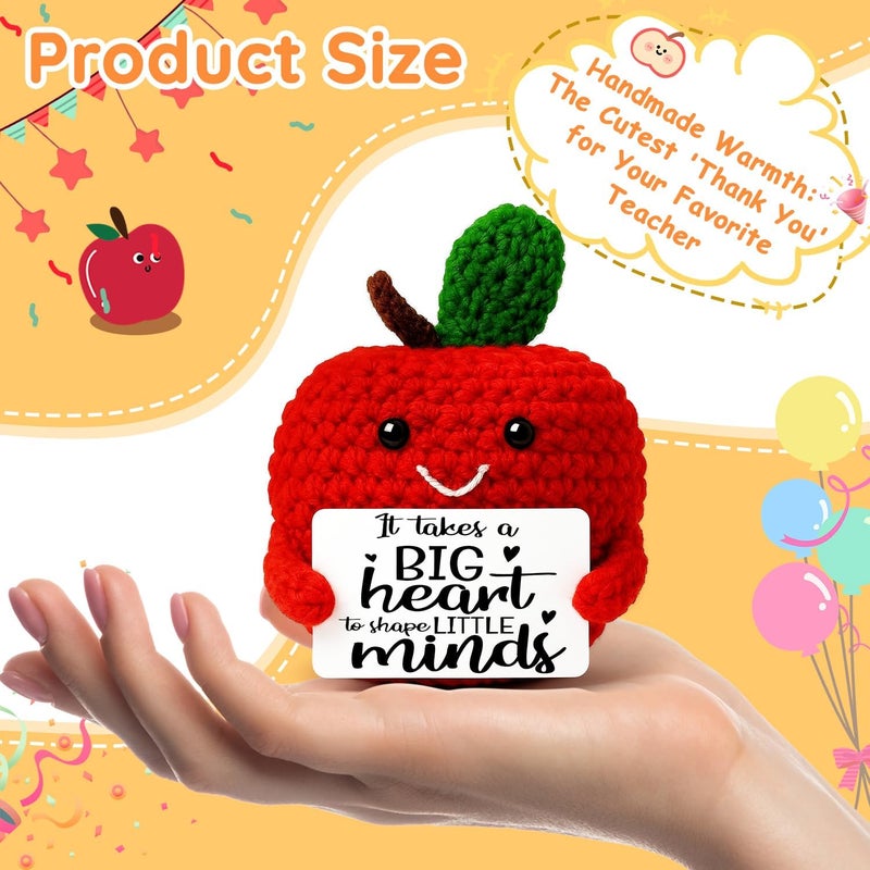 MAMAGIFTREE Teacher Appreciation Gifts for Wome Christmas Gifts for Teacher - Crochet Apple with "Big Heart" Saying - Unique Thank You Gift for Teachers, Kindergarten, Preschool - End of Year, Back to - Image 3
