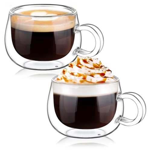 glastal German Quality 4 Oz Insulated Double Wall Glass Espresso Cups, Espresso Coffee Cups, Double Espresso Cups, Demitasse Cups, Espresso Mug, 120 ml (full capacity) Tazas De Cafe Expreso 2 Pack - Image 1