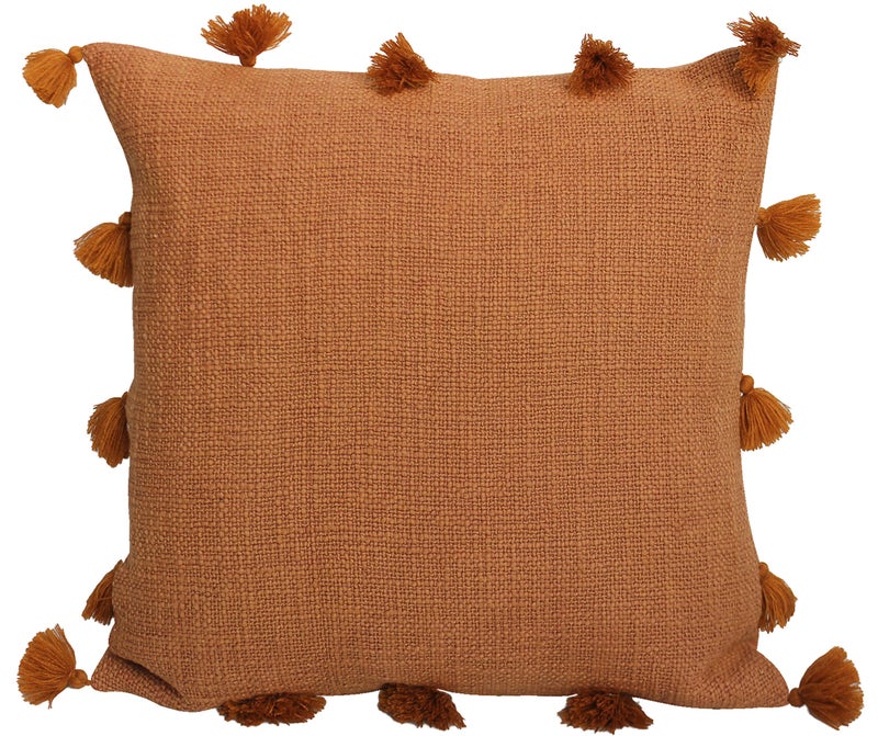 Dekor World 2 Piece Regular Cotton Rust Tassel Marit Collection Cushion Cover (16x16 inches/ 40x40 cm)-for Living Room and Bedroom New - Image 5