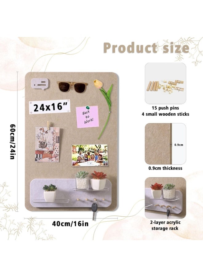 YelaJoy Cute Bulletin Board Felt Bulletin Board Push Pin Board 16 x 24 Inch Boho Desk Accessories Decorative Cork Board Picture Board for Photos Vision Pin Board for Walls Home Decor (with Storage Rack) - Image 4