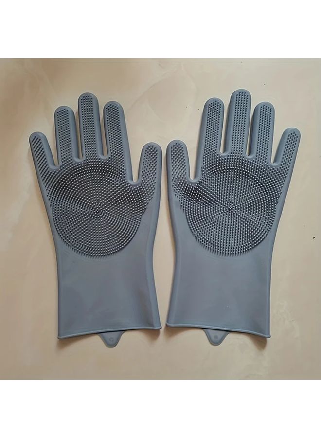 Purple Silica Gel Kitchen Cleaning Gloves Multipurpose Non Slip Reusable Household - Image 3