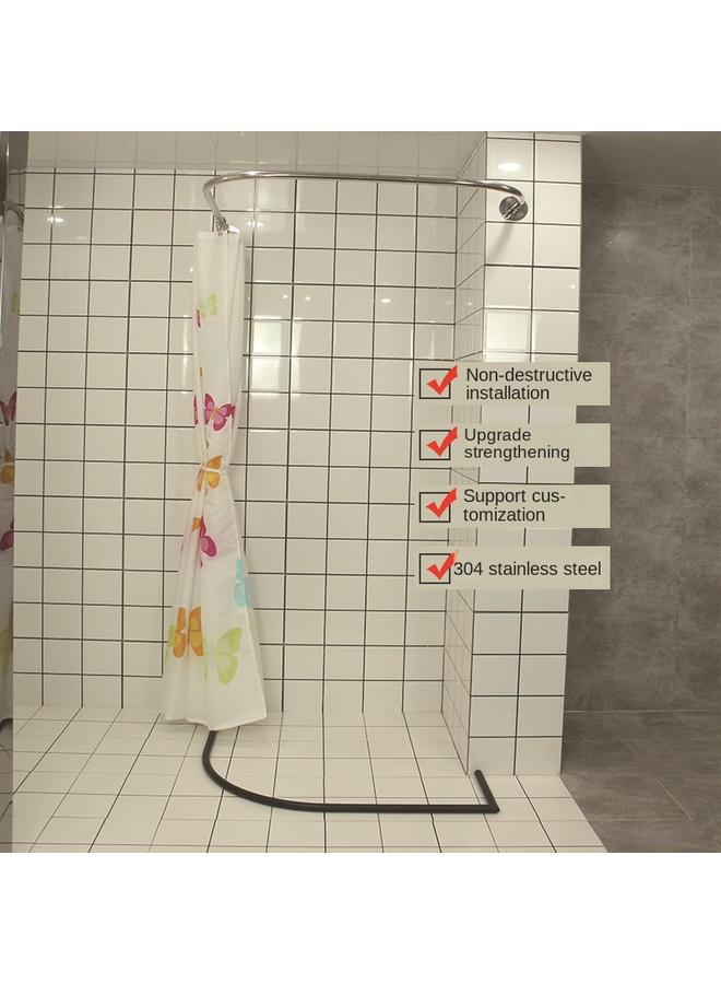 Bluejw Special-shaped U-shaped Shower Curtain Waterproof Bathroom Partition High-grade Non-perforated Bathroom Shower Curtain Rod  - Image 2