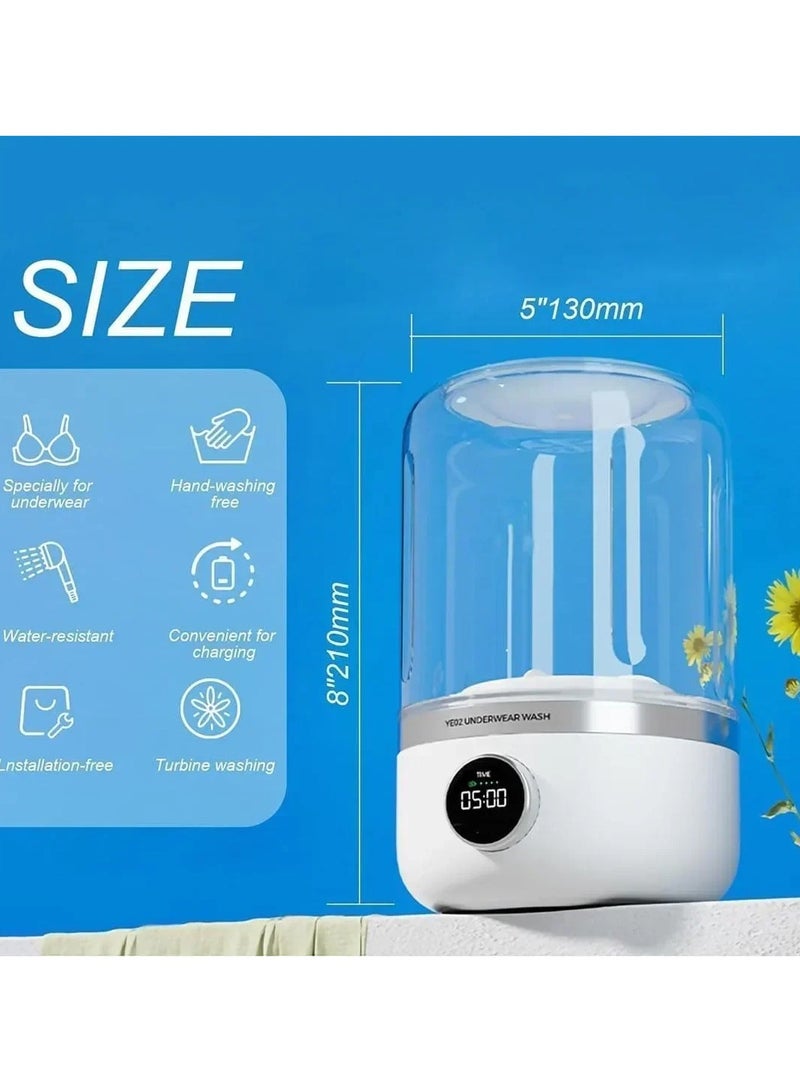 1L Mini Rechargeable Washing Machine Underwear cleaner Travel Portable  Socks Washing Machine Dehydratable Portable Laundry Bucket  - Image 4