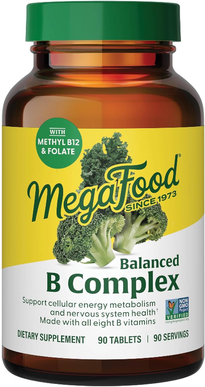MegaFood ميغا فود بي  المركب المتوازن - فيتامين بي المركب النباتي مع ميثيل بي 12 وحمض الفوليك - 90 قرص - Image 1