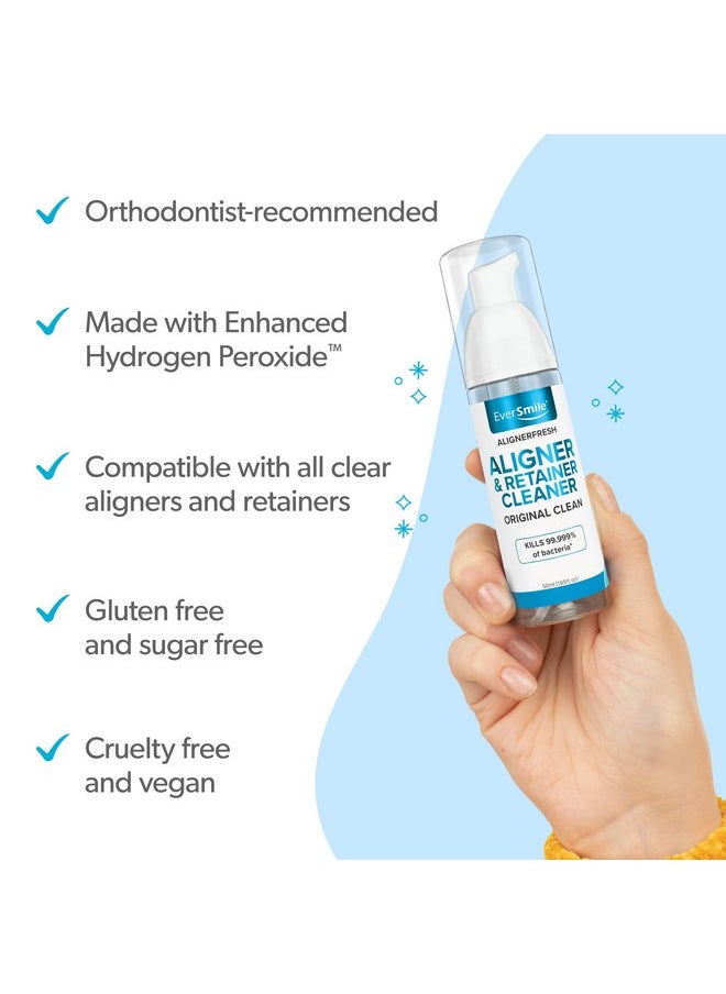 EverSmile - EverSmile AlignerFresh Original Clean Foam - Cleaner Compatible w/Invisalign and All Clear Aligners & Retainers - Eliminates Bacteria, Whitens Teeth, Fights Bad Breath - 25ml (2 Pack) - Image 1