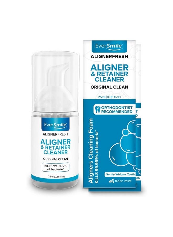 EverSmile - EverSmile AlignerFresh Original Clean Foam - Cleaner Compatible w/Invisalign and All Clear Aligners & Retainers - Eliminates Bacteria, Whitens Teeth, Fights Bad Breath - 25ml (2 Pack) - Image 1