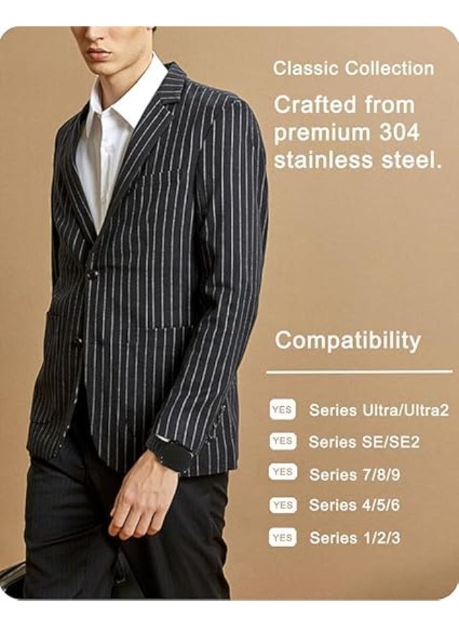 حزام متوافق مع أحزمة ساعة Apple Watch Ultra/Ultra 2، SE، Series 9 8 7 6 5 38 مم 40 مم 41 مم 42 مم 44 مم 45 مم 49 مم، أشرطة من الفولاذ المقاوم للصدأ للنساء والرجال (الساعة غير متضمنة) وردي - Image 3