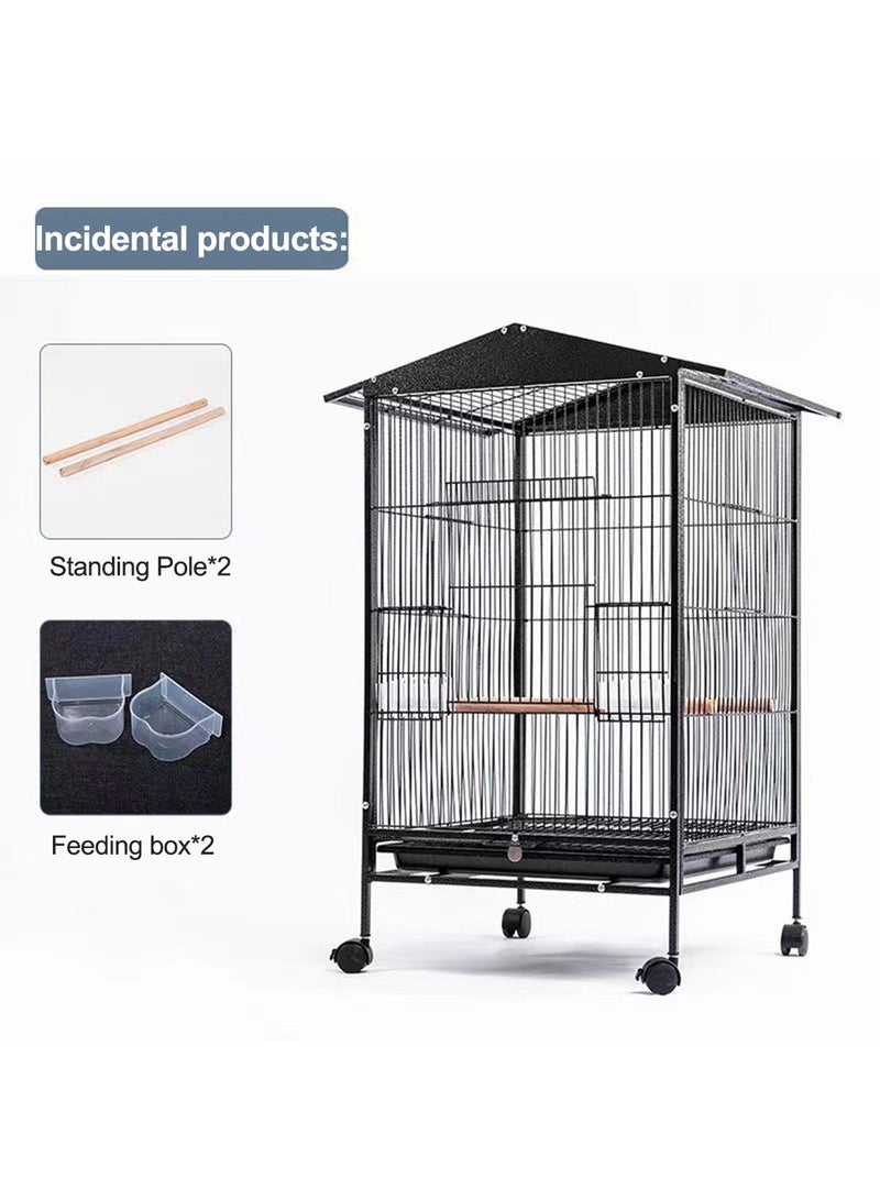 كيدل 33 بوصة سميكة وقوية سلك قفص الطيور مفتوحة أعلى قفص الببغاء مع المتداول للطيور الصغيرة والمتوسطة الكبيرة 84 * 45 * 45 سم - Image 4