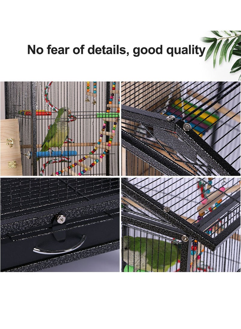 كيدل 33 بوصة سميكة وقوية سلك قفص الطيور مفتوحة أعلى قفص الببغاء مع المتداول للطيور الصغيرة والمتوسطة الكبيرة 84 * 45 * 45 سم - Image 5
