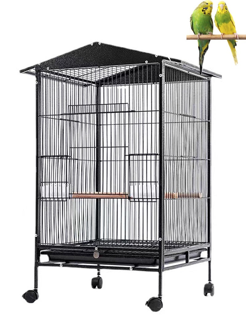كيدل 33 بوصة سميكة وقوية سلك قفص الطيور مفتوحة أعلى قفص الببغاء مع المتداول للطيور الصغيرة والمتوسطة الكبيرة 84 * 45 * 45 سم - Image 1