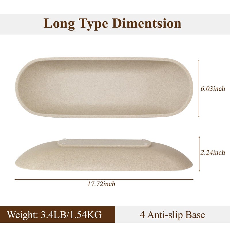 LIN CHUAN Enhanced Long Large Decorative Bowl for Home Decor - Long Dough Bowl for Table Centerpieces 17.72"W x 2.24"H - Beige Minimalist Design Dough Decor Bowl for Coffee Table, Dining Table Centerpiece - Image 3