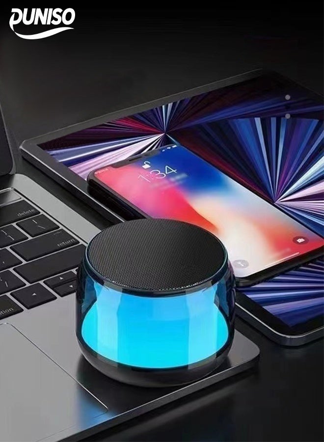 LED Bluetooth Speaker,Portable Mini Wireless Bluetooth Speaker with 360 Surround Sound and Light Show,Waterproof,Space Saving,Easy to Carry,for Indoor Party, Outdoor Outing, Beach Playing