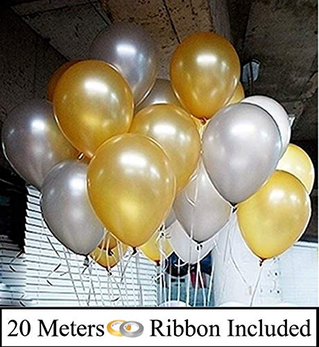 AMFIN® 10 Inch (Pack of 50) Metallic Balloons Golden & Silver for Birthday Decoration, Decoration for Weddings, Engagement, Baby Shower, 1st Birthday, Anniversary Party, Theme Party, Office Party - Image 2