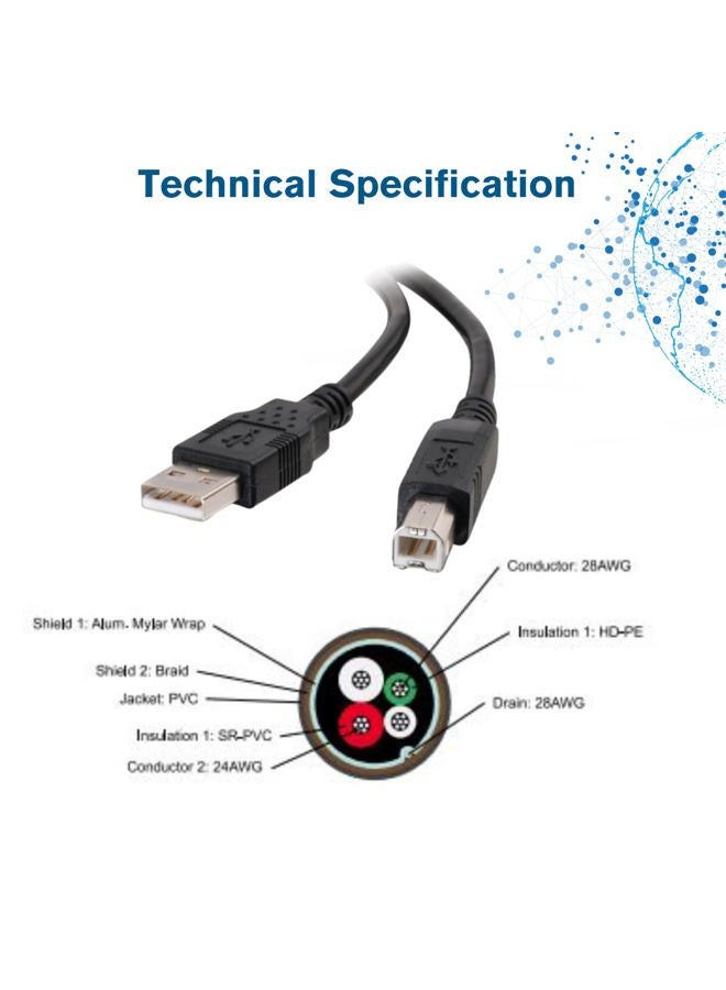 C2G USB Cable, USB 2.0 Cable, USB A to B Cable, 3.28 Feet (1 Meter), Black, Cables to Go 28101 - Image 5