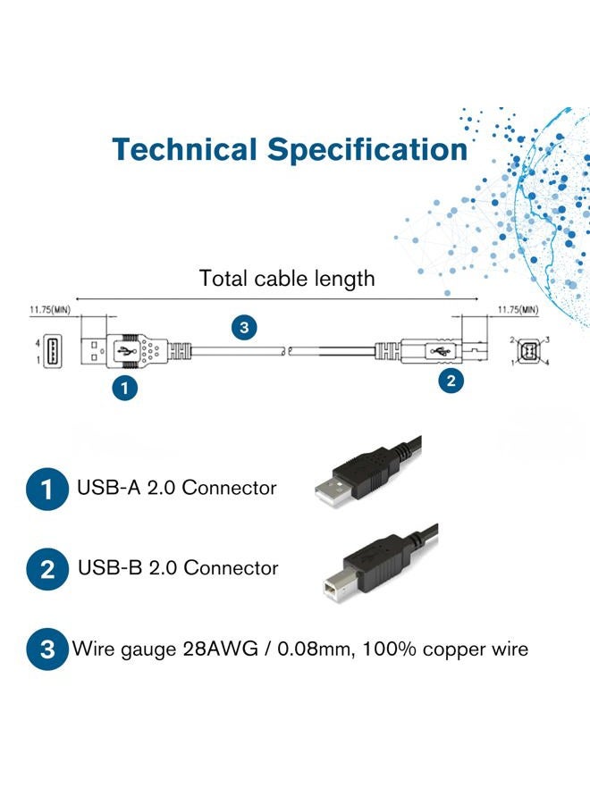 C2G USB Cable, USB 2.0 Cable, USB A to B Cable, 3.28 Feet (1 Meter), Black, Cables to Go 28101 - Image 4