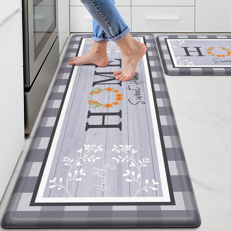 SofterCharm Kitchen Rugs, 2 PCS Kitchen Mats for Floor, Cushioned Non-Slip Anti Fatigue Mats for Kitchen Floor, Kitchen Runner Rugs for Standing Desk, Office, Laundry (17.3’’ x 30’’ + 17.3’’ x 47.2’’) - Image 1