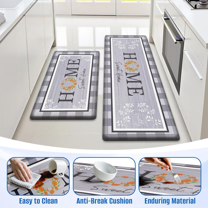 SofterCharm Kitchen Rugs, 2 PCS Kitchen Mats for Floor, Cushioned Non-Slip Anti Fatigue Mats for Kitchen Floor, Kitchen Runner Rugs for Standing Desk, Office, Laundry (17.3’’ x 30’’ + 17.3’’ x 47.2’’) - Image 5