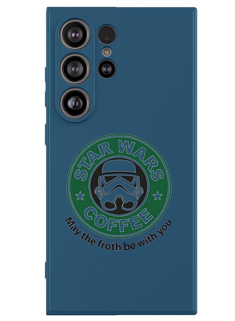 Theodor Protective Slim Fit Case Liquid Silicone Cover with Full Body Protection Anti-Scratch Shockproof Case For Samsung Galaxy S25 Ultra (Blue) - StarWars Coffee - Image 1