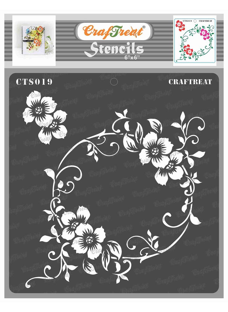 CrafTreat - CrafTreat Circle Stencil for Wall Painting - Flourish Circle - Size: 6X6 Inches - Craft Stencils for Art Flower - Flower Design Stencil - Flower Stencil for Painting - Image 1