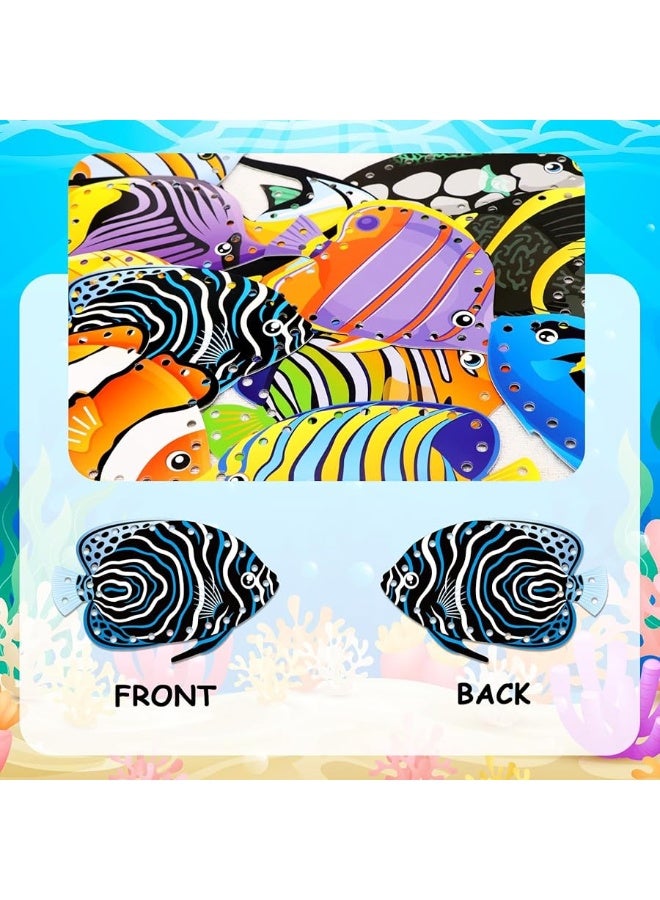 Omlisca Tropical Fish Lacing Cards 12 Pack Ocean Fish Sea Animals Double Sided Cards Sewing Games Ocean Theme Party Decorations for Preschool Home Developing Imagination Education Supplies - Image 4