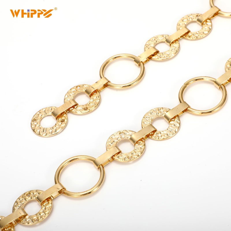 WHIPPY Metal Waist Chain Belt Women Adjustable Body Link Belts Ladies Fashion Chain for Jeans Dress, Gold Round M - Image 3