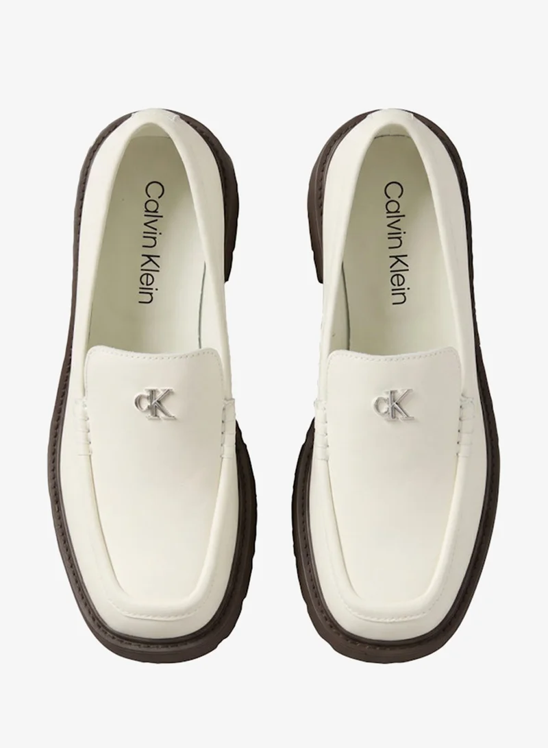 Calvin Klein Tofu/Rocky Brown Chunky Leather Loafers for Women | Best Price UAE