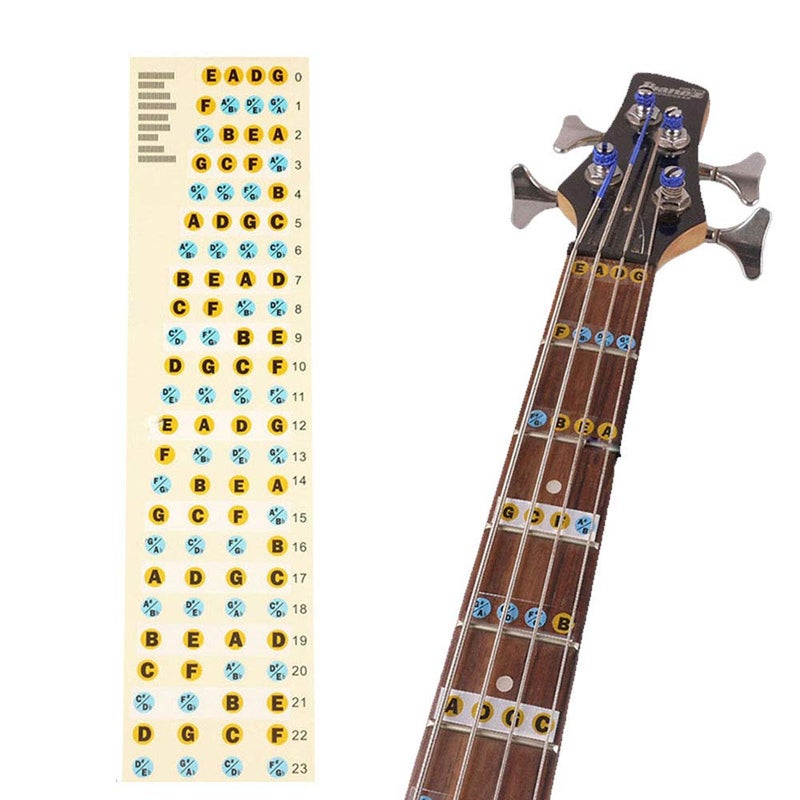 MoonEmbassy MoonEmbassy Bass Guitar Fretboard Note Map DecalsStickers4String Bass Guitar Fingerboard for Beginner