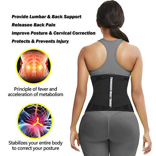 ChongErfei Waist Trainer Belt for Women - Waist Trimmer Ab Belt - Tummy Control Body Shaper (Black,Large) - Image 5