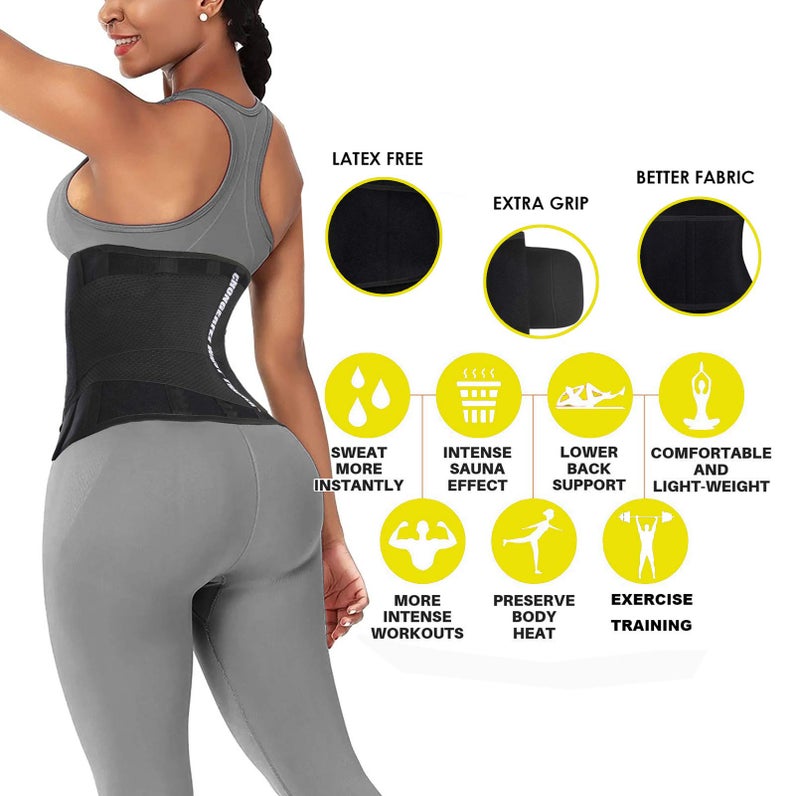 ChongErfei Waist Trainer Belt for Women - Waist Trimmer Ab Belt - Tummy Control Body Shaper (Black,Large) - Image 4