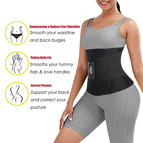 ChongErfei Waist Trainer Belt for Women - Waist Trimmer Ab Belt - Tummy Control Body Shaper (Black,Large) - Image 3