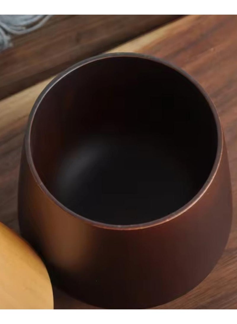 Liying 3Pcs Wooden Tea u0026 Coffee Cup 200ml, Japanese Tea Cup Solid Wood Drinking Cup Teacup Glass for Milk, Hot Drinks (Dark Brown)  - Image 3