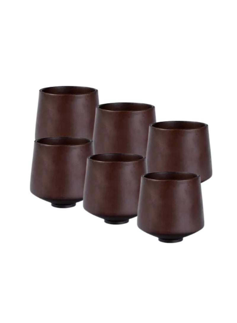 Liying 3Pcs Wooden Tea u0026 Coffee Cup 200ml, Japanese Tea Cup Solid Wood Drinking Cup Teacup Glass for Milk, Hot Drinks (Dark Brown)  - Image 1
