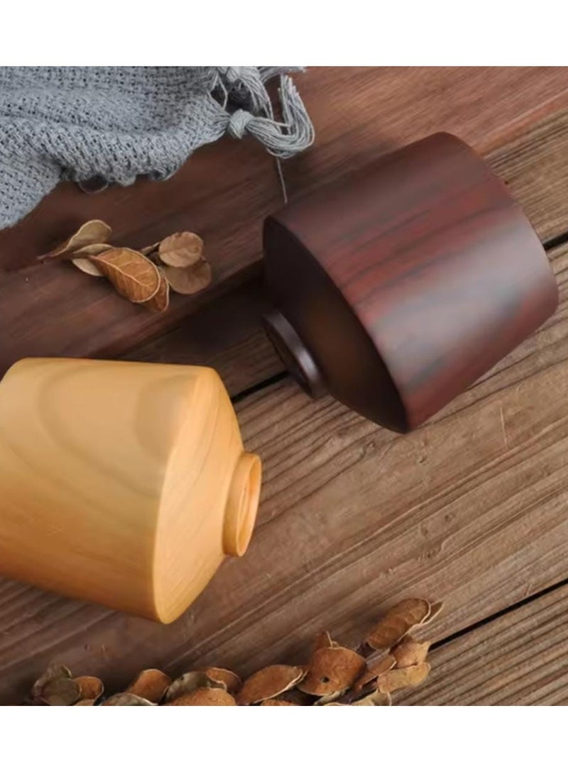 Liying 3Pcs Wooden Tea u0026 Coffee Cup 200ml, Japanese Tea Cup Solid Wood Drinking Cup Teacup Glass for Milk, Hot Drinks (Dark Brown)  - Image 4