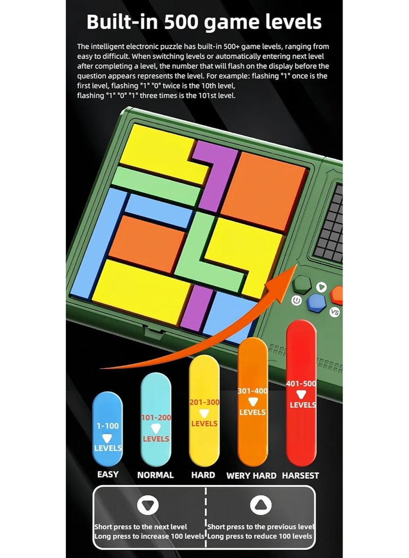 جهاز ألعاب ألغاز إلكترونية ذكية - أكثر من 500 مستوى من الألغاز المنطقية ولعبة STEM، لعبة متاهة محمولة للأطفال والكبار، هدية تعليمية - أسود/متعدد الألوان - Image 2
