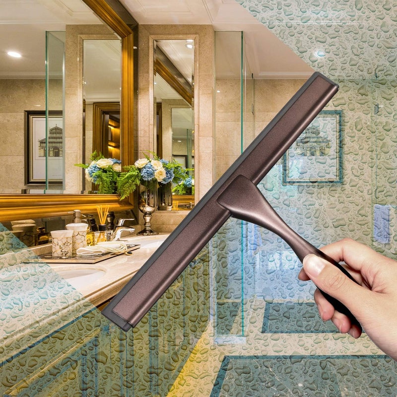 هيواري مكشط متعدد الاستخدامات من لأبواب الدش، الحمام، النوافذ وزجاج السيارات - برونزي، فولاذ مقاوم للصدأ، طول 12 بوصة - Image 3