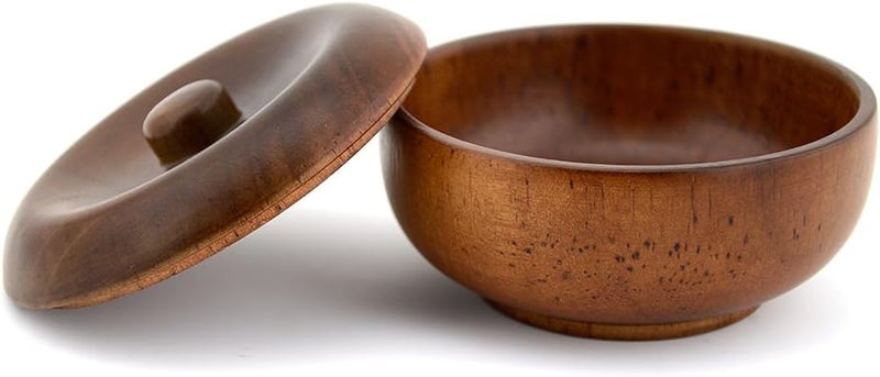 Grandslam Wooden Shaving Bowl with Lid Shaving Soap Bowl for Men Easy to Lather Fits Wet Shaving Oak Wood