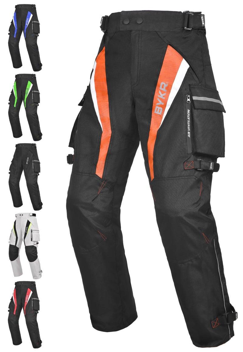 BYKR Motorcycle Pants for Men & Women Armored Cordura Overpants Enduro ATV Dual Sports Motocross Cargo Touring Adventure Pant (34WX32L, Black) - Image 1