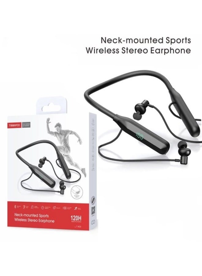 TRANYOO T-M28 Wireless Bluetooth Stereo Neckband Sports Earphones with Bluetooth 5.3 and Digital Display - Image 5