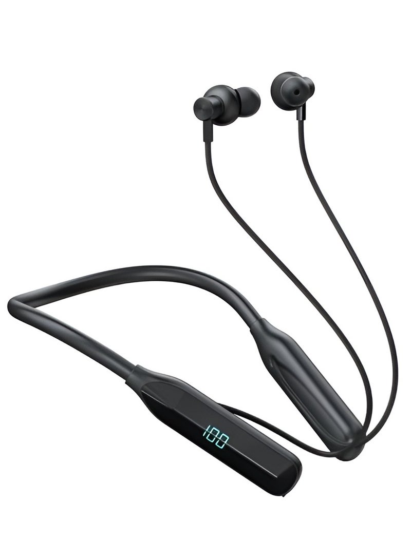 TRANYOO T-M28 Wireless Bluetooth Stereo Neckband Sports Earphones with Bluetooth 5.3 and Digital Display - Image 1
