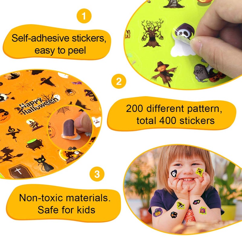 Fancy Land Halloween Stickers for Kids 400 Assortment Stickers for Party Favors Treats Classroom Crafts 8 Sheets - Image 5