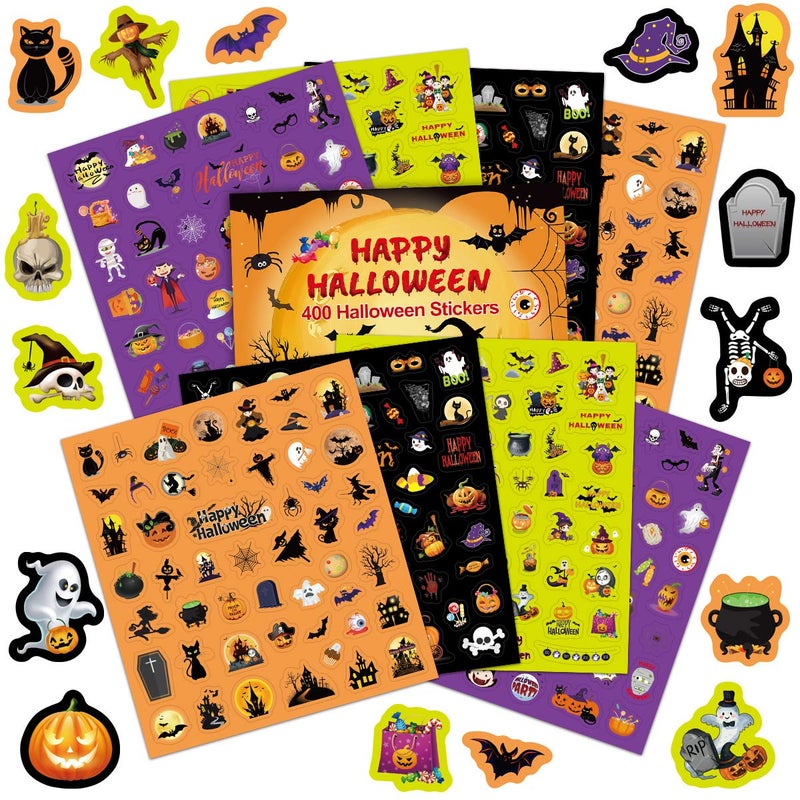 Fancy Land Halloween Stickers for Kids 400 Assortment Stickers for Party Favors Treats Classroom Crafts 8 Sheets - Image 3