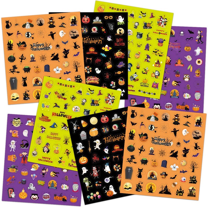 Fancy Land Halloween Stickers for Kids 400 Assortment Stickers for Party Favors Treats Classroom Crafts 8 Sheets - Image 1