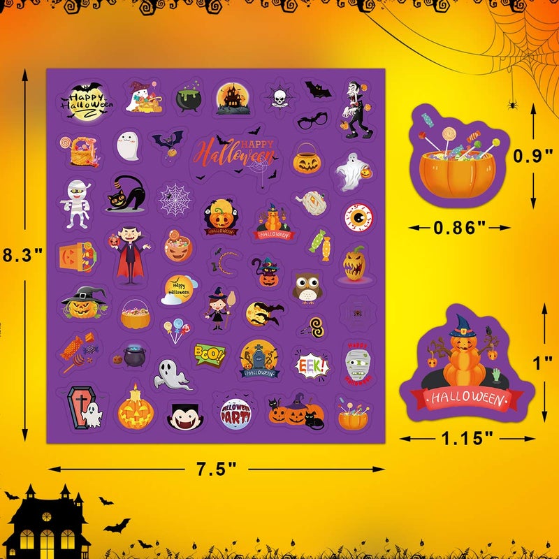 Fancy Land Halloween Stickers for Kids 400 Assortment Stickers for Party Favors Treats Classroom Crafts 8 Sheets - Image 4