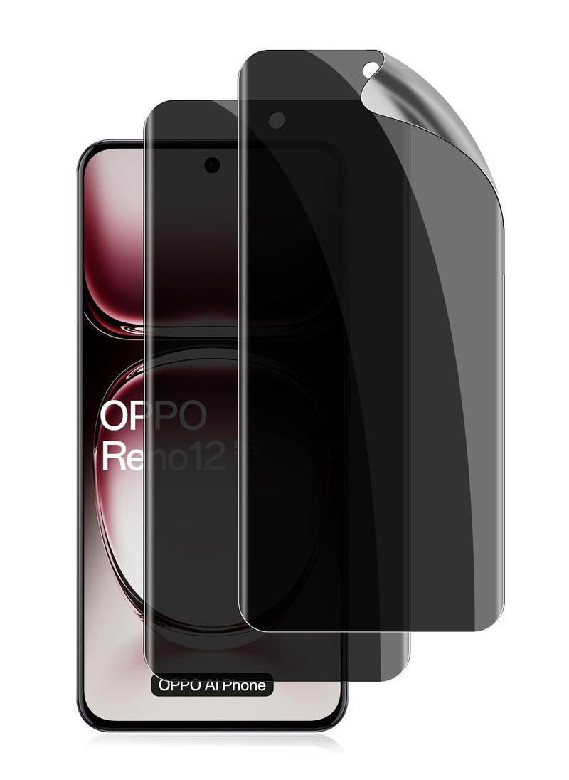 BORTONY - Oppo Reno 12 5G Privacy Tempered Glass 2-Pack Anti-Spy Privacy Screen Protector Black Edge Privacy Protective Glass For Oppo Reno 12 5G - Image 1