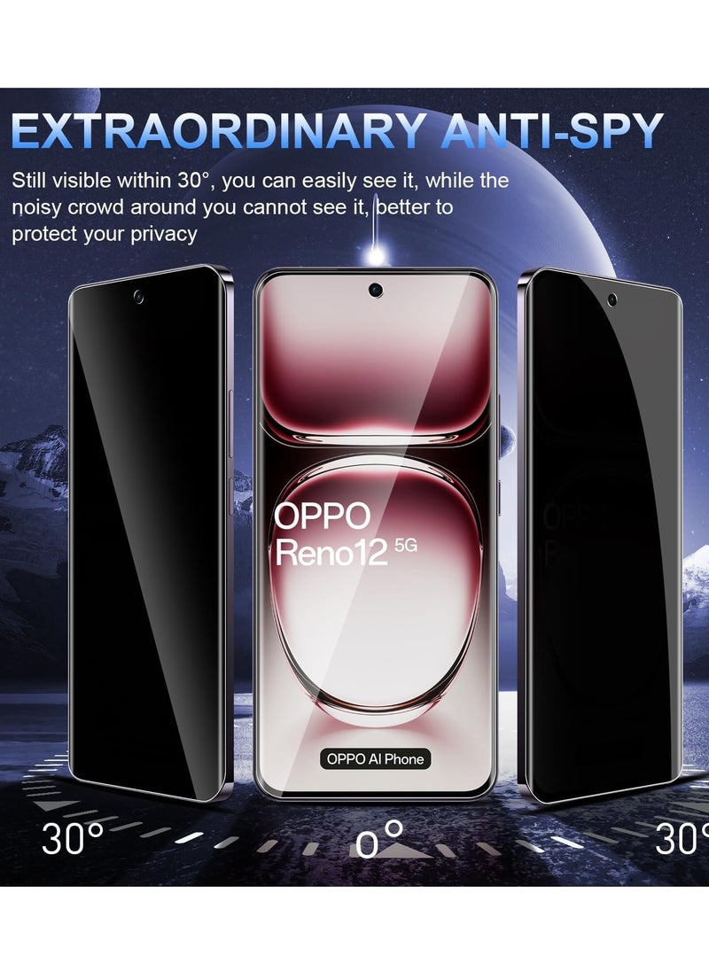 BORTONY - Oppo Reno 12 5G Privacy Tempered Glass 2-Pack Anti-Spy Privacy Screen Protector Black Edge Privacy Protective Glass For Oppo Reno 12 5G - Image 1