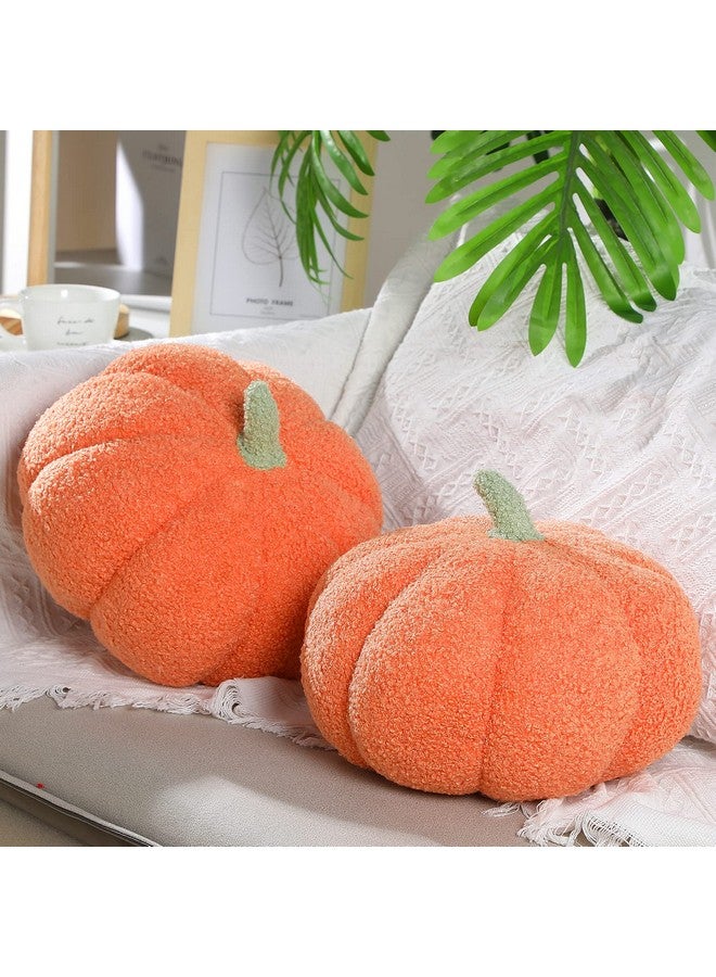 Queekay Queekay 2 Pcs Thanksgiving Fall Pumpkin Shaped Throw Pillow 11 x 9.5 Inch 3D Pumpkin Sofa Throw Pillow Cushion for Car Bedroom Home Decoration Couch(Orange)  - Image 1